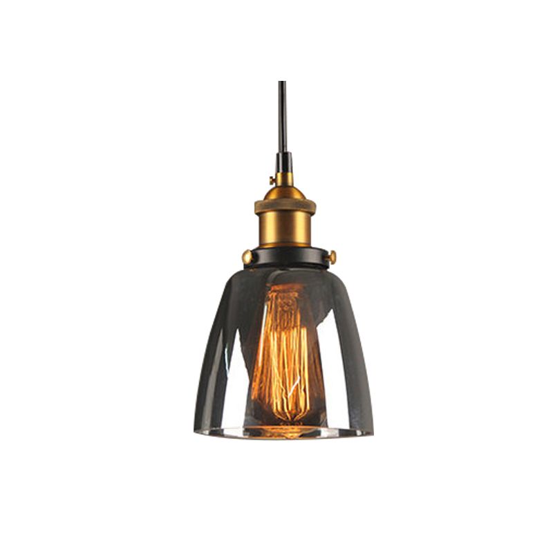 Single-Bulb Glass Pendant Lamp Industrial Geometric Bedroom Suspension Light