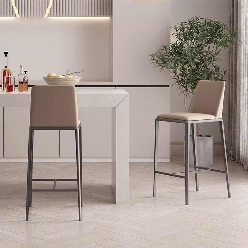 Upholstered Bar Stools Low Back Dining Stools with Metal Base