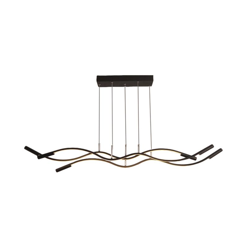 Weiß/Schwarz geflitzte lineare Kronleuchterbeleuchtung Moderne 3 Lichter Acryl -LED -Deckenlampe in Weiß/warmem Licht