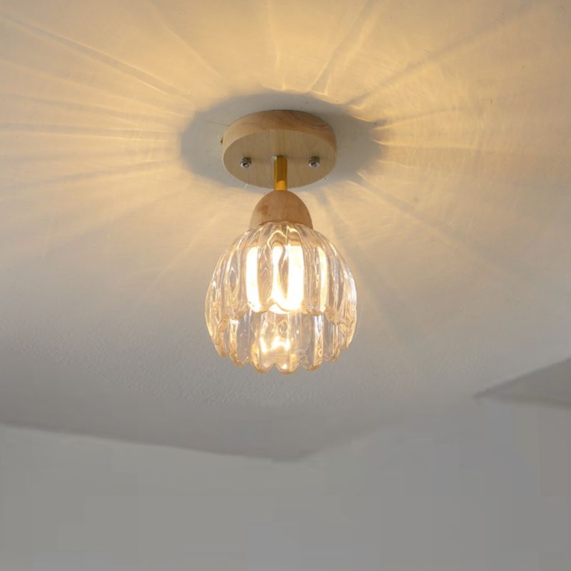 Modern Simple Wooden Ceiling Light Bell Shape Ceiling Lamp for Bedroom