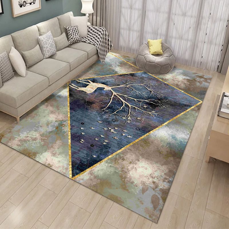 Modern Carpet Funky Abstract Print Carpet Polyester Carpet with Non-Slip Backing