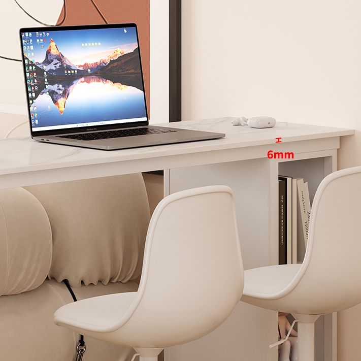 White Free Form Bar Table with Storage Base for Small Places