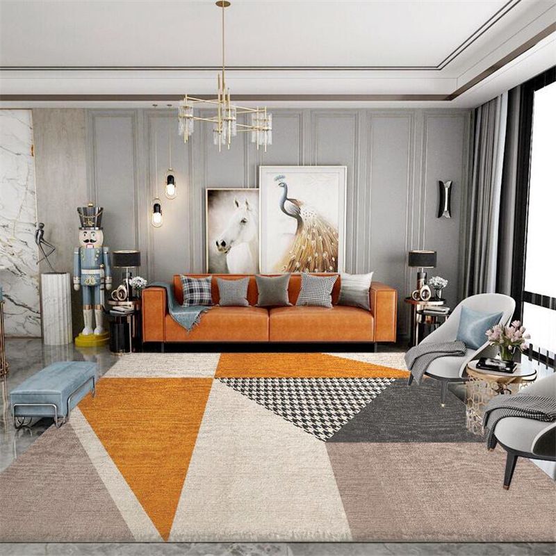 Contemporary Houndstooth Print Rug Polyester Area Carpet Stain Resistant Indoor Rug for Living Room