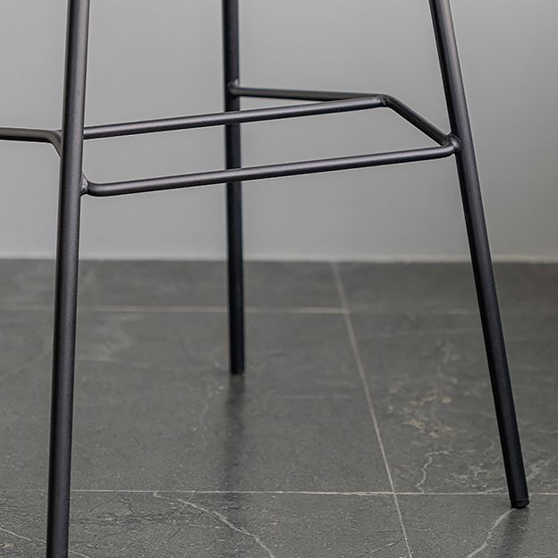 Minimalist Style Leather Counter Stool Low Back Stools with Metal Legs