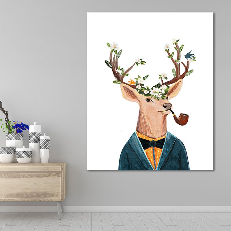 Hirschgemälde, zeitgenössisch, dekorativ für das Wohnzimmer, bunter Kunstdruck