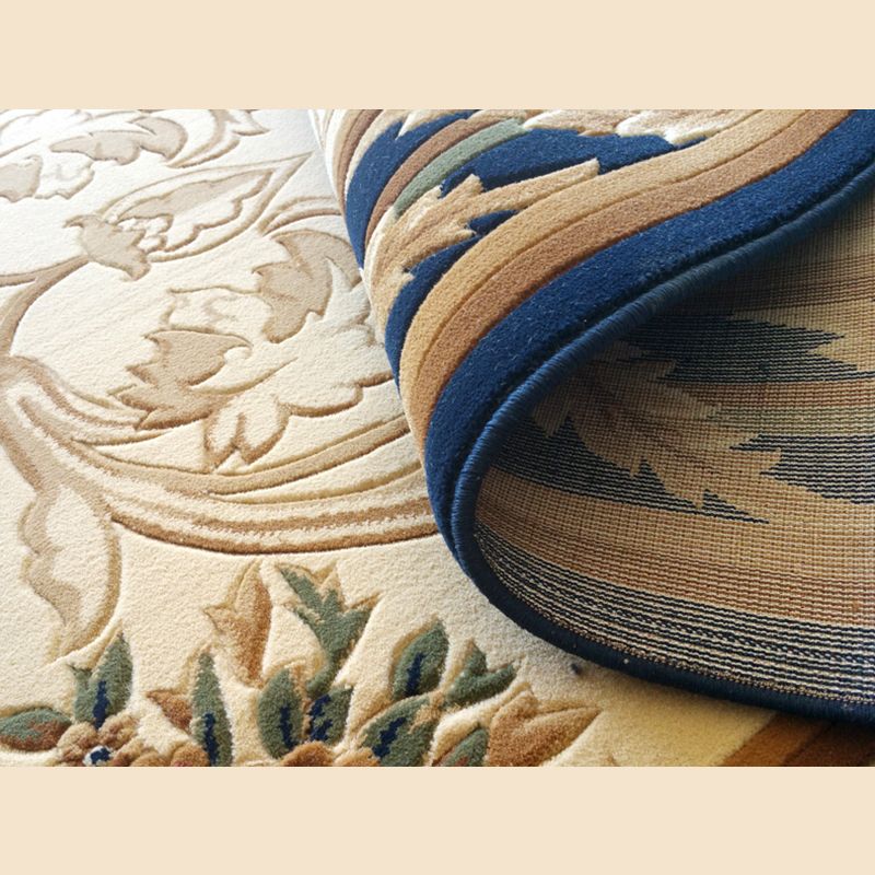 Blau antiker Druckteppich traditioneller Polyester-Fläche Teppich Anti-Rutsch-Waschbar Teppich