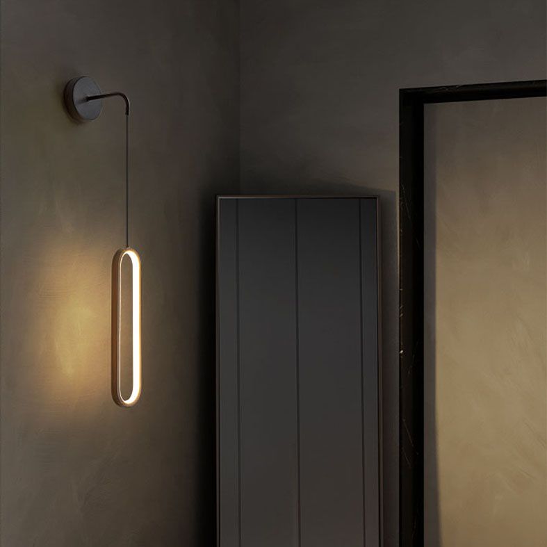 Oval Wall Mount Light Fixture Simplicity Style Metal LED Bedroom Wall Light Sconce