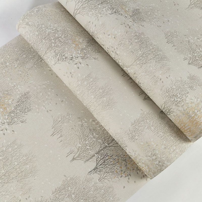 Trees and Leaves Wallpaper Roll 57.1 sq ft. Non-Woven Material Wall Covering for Bedroom