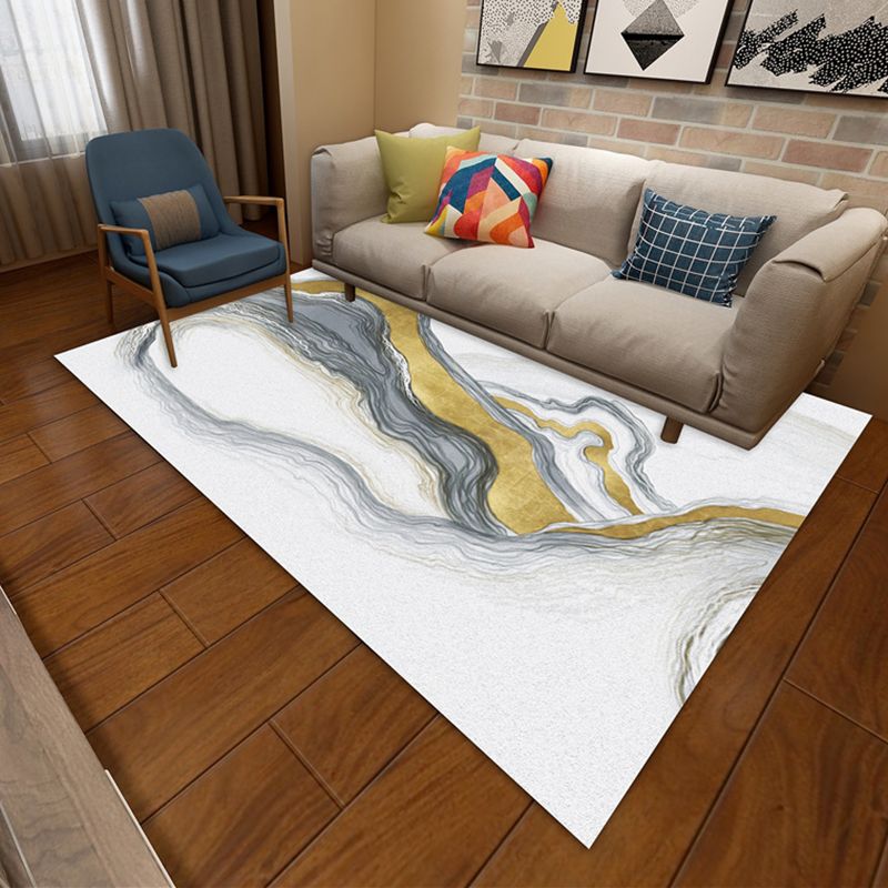 Hellgrau moderner Teppich Polyester Grafik Teppich Färbung widerstandsfähiger Teppich für Wohnzimmer