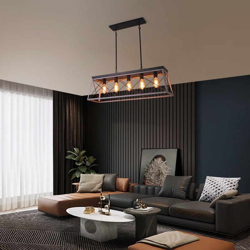 Rettangolo Hanging Island Lights INDUSTRIAL Iron INDIPENT ALLIMINE PER RISTATORE