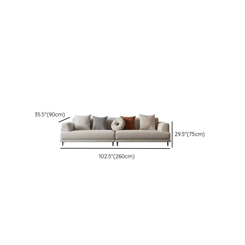 Contemporary Fabric Seating Square Arm Sofa with Pillows in White
