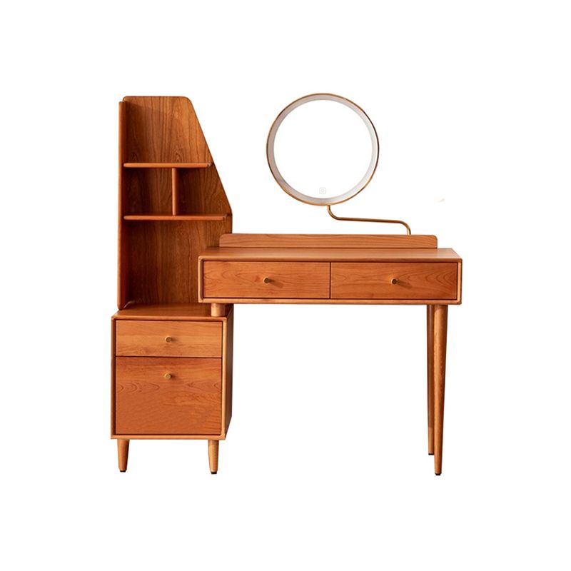 Contemporary Dressing Table Cherry Bedroom Lighted Mirror Standing Make-up Vanity