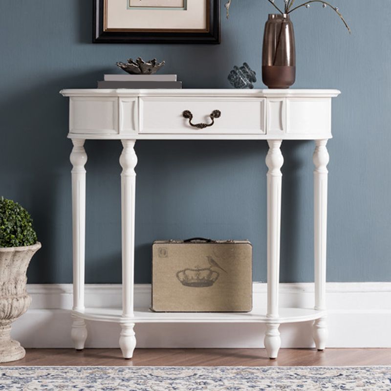 Victorian Rubber Wood End Table Free Form Sofa Console Table for Hall
