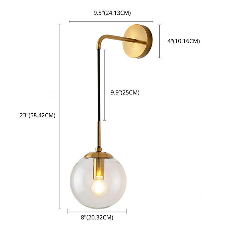 Smoke Grey Globe Glass Sconce Light Modern Style Minimalism 1-Light Wall Mount Lamp for Bedroom