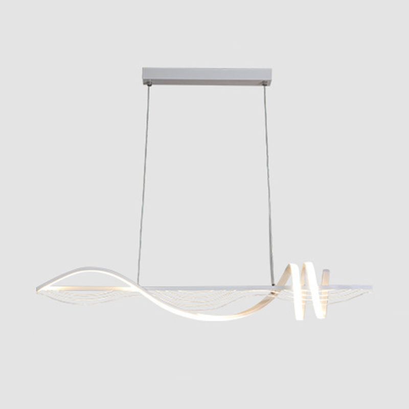 Linear Shape Chandelier Lighting Modern Style Metal 1 Lights Island Lamp in White/Black