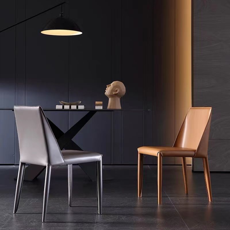 Contemporary Armless Home Side Chair Faux Leather Low Back Dining Chair