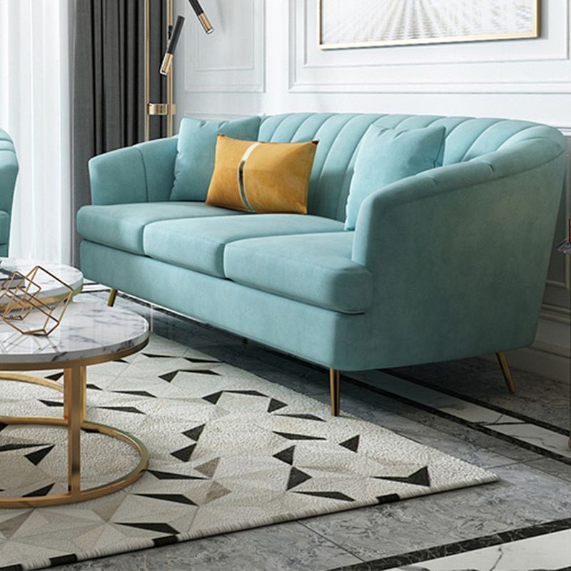 Sewn Pillow Back Sofa with Sloped Arms for Three People 31.5" High