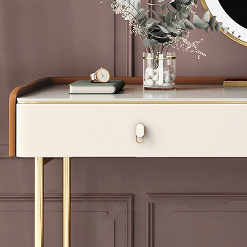 Luxurious Vanity Set 2 Storage Drawers with Gold Base in White