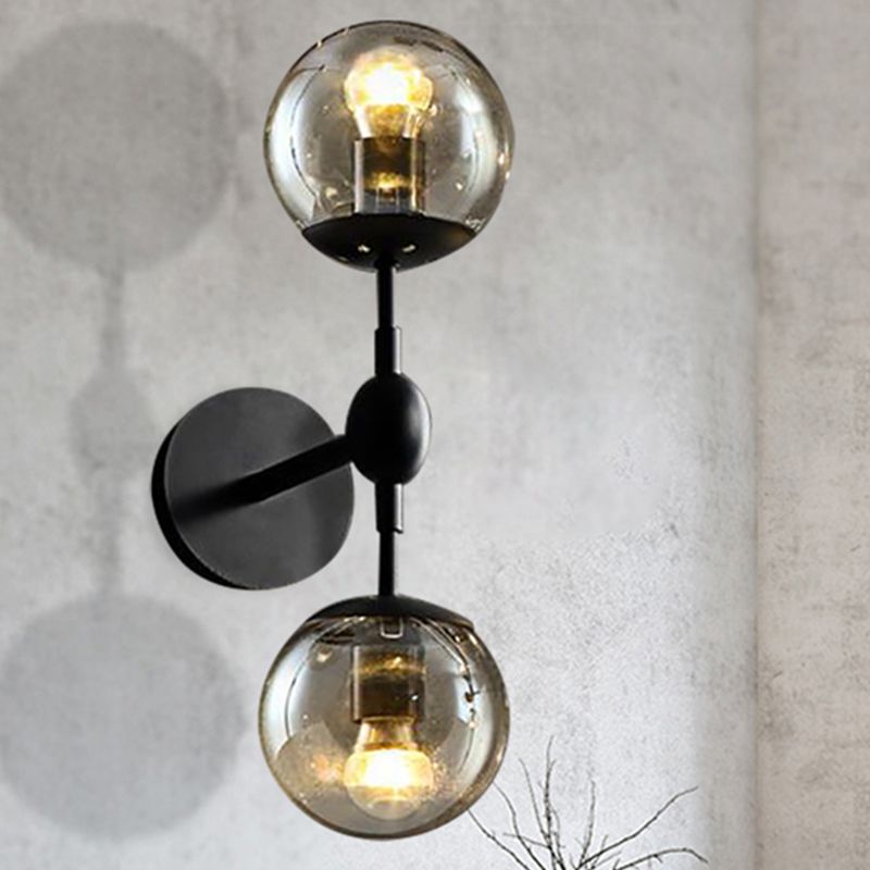Globe Dining Room Wall Lightture Industrial Smoked Verre 2/3 Light Black Appince Lampe