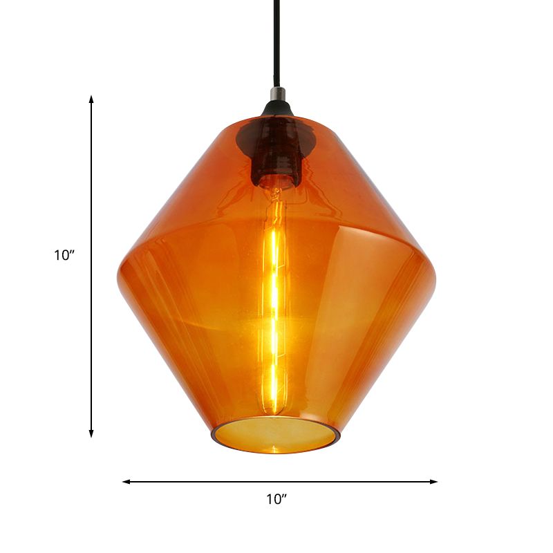 Single a diamante a diamante soffitto a sospensione leggera vintage nere arancione/blu/verde lampada appesa
