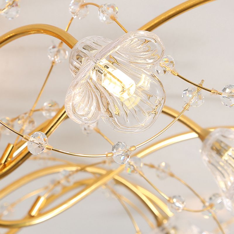 Sputnik Semi Flush Light Contemporary Crystal 17/21 Lampenlampen Deckenmontage in Gold