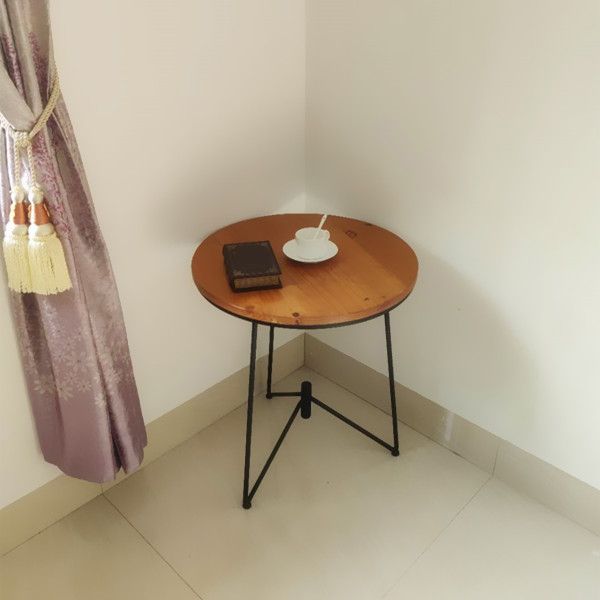 Rustic Style Side End Table Tri Pin Round Sofa Side Accent Table