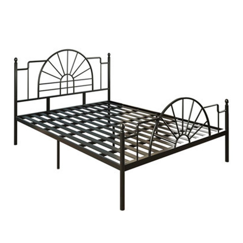 Modern Metal with Headboard with Metal Legs Camelback Open-Frame Bed