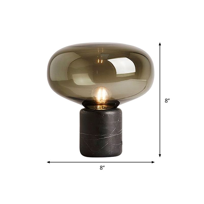 Urne Task Lamp zeitgenössische Glas 1 Glühbirne 8 "/13" breites schwarzes Tischlicht mit Marmorbasis