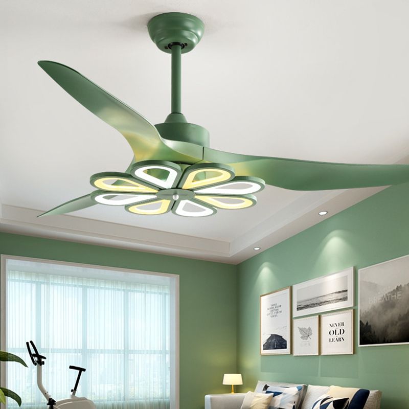 52 "W Green Floral Pendant Éclairage de ventilateur