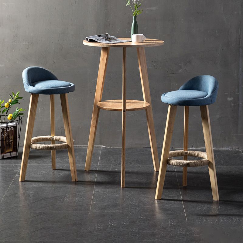 Simple Style Round Bar Table Wood Top Pub Table for Coffee Shop