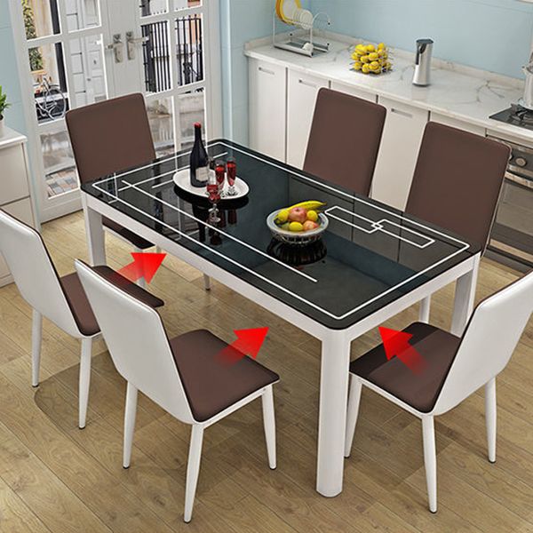 Modern White Glass Dining Table Rectangle Dining Table for Kitchen