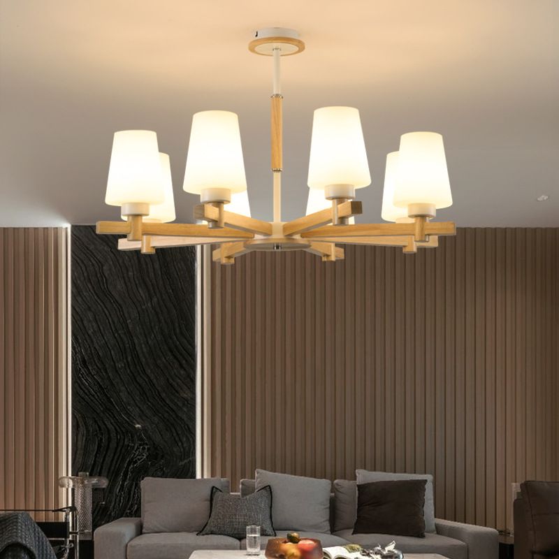 Hölzerne Anhänger Kronleuchter Decke hängende Licht mit Glasform Licht für den Salon