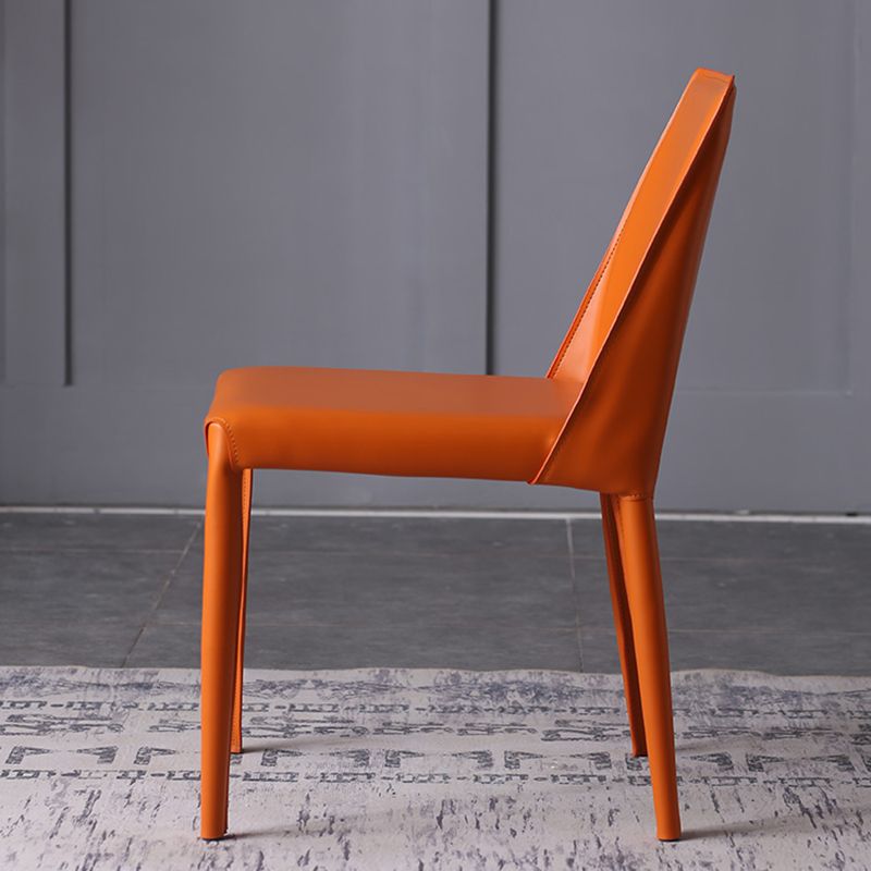 Designer Style Saddle Leather Home Side Chair Parsons Matte Finish Dining Chair(Set of 2)