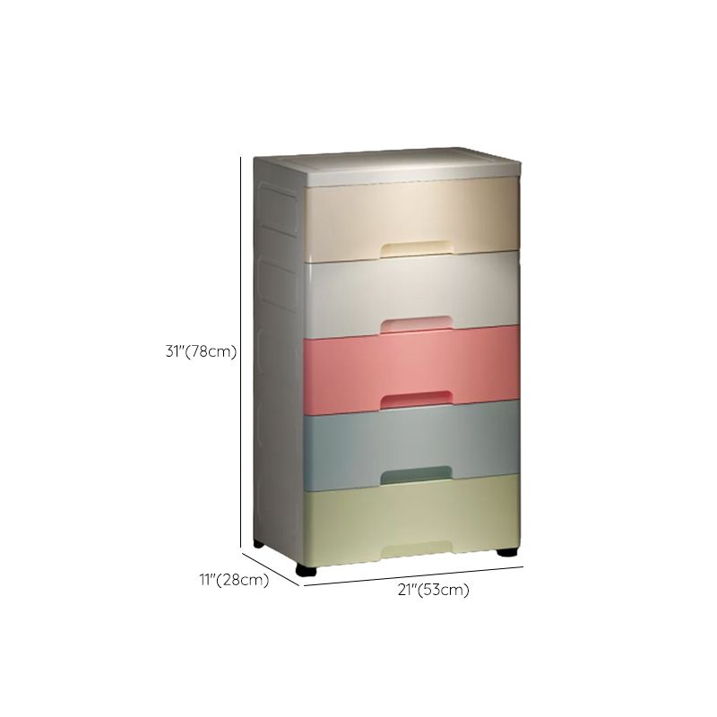 Contemporary Wardrobe Closet Thickened Plastic Kid's Wardrobe with Drawers