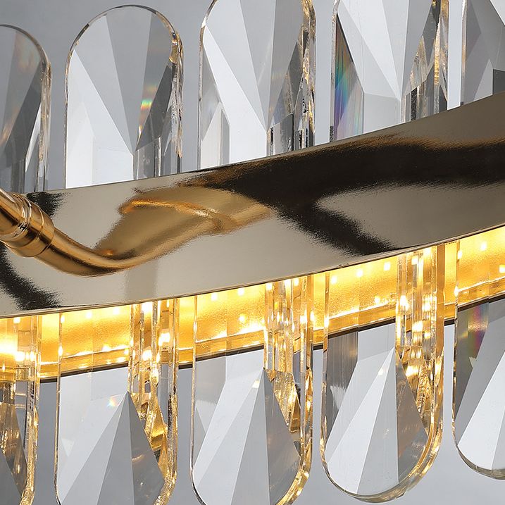 Minimalistische kreisförmige LED-LED-Kristallkristall Wohnzimmer Decke Anhänger Licht in Schwarzgold