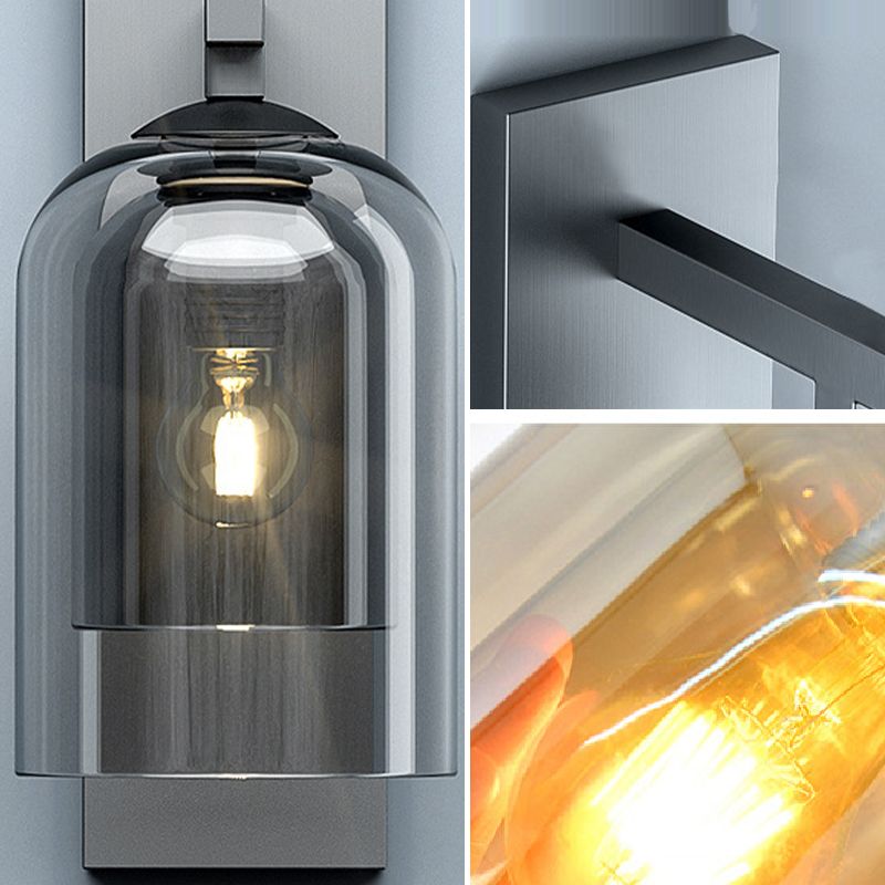 Single Contemporary Silver Glass Shape Unique Bathroom Vanity Light