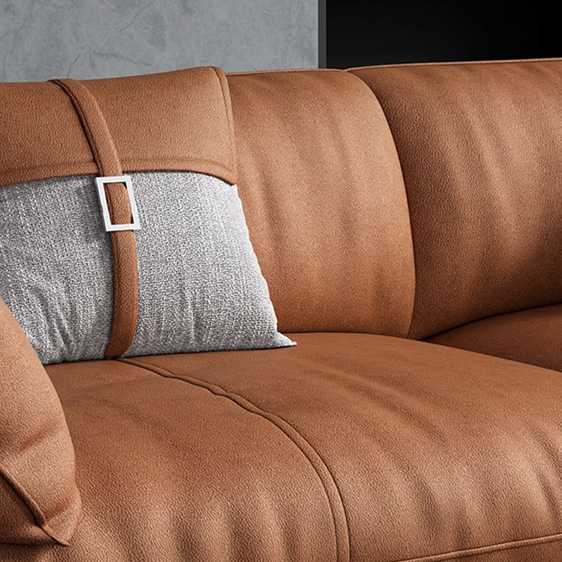 Tan Faux Leather Straight Arm Sofa/Sectional with Wear-Resisting and Stain-Resistant