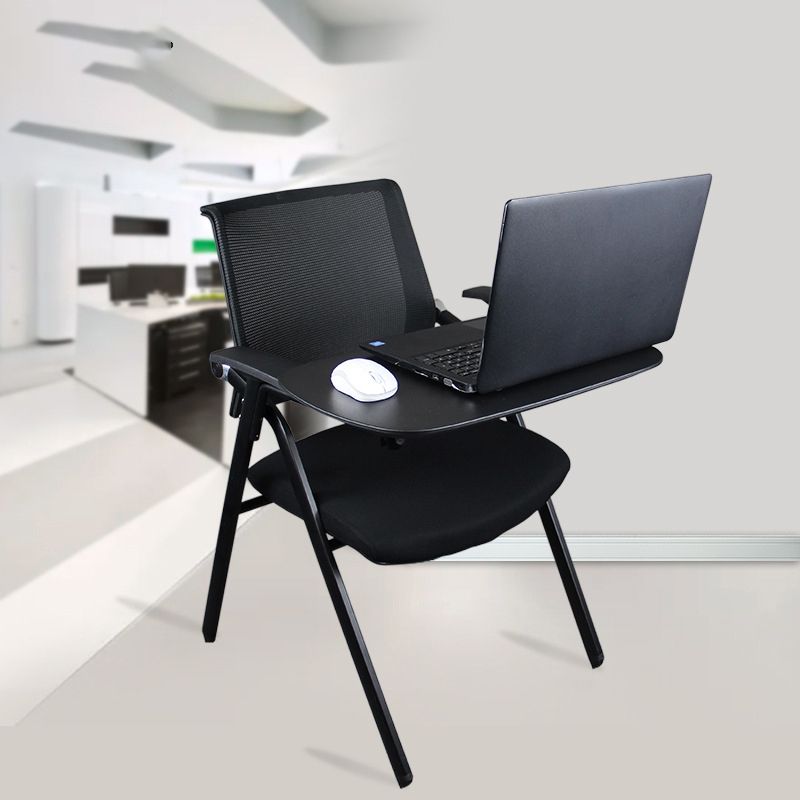 Black Metal Frame Modern Task Chair with Arms Conference Chair with Mid Back