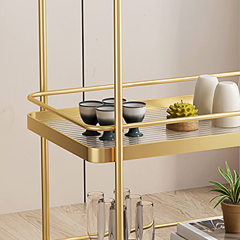 Dining Room Modern Prep Table Rolling Open Shelves Kitchen Trolley