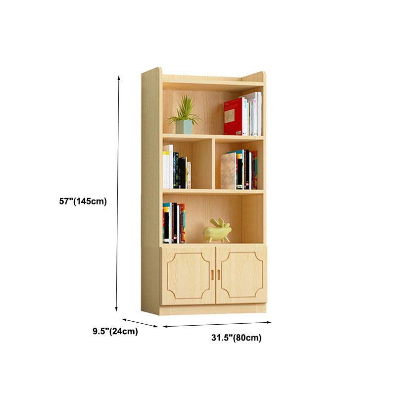 Modern Pine Bookcase 9.5" W Closed Storage Bookshelf with Shelves