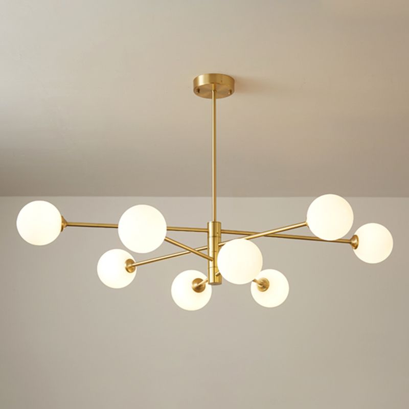8-light Modern Minimalist Living Room Chandelier 32" Wide Molecular Styling Glass Orb Suspension Lamp