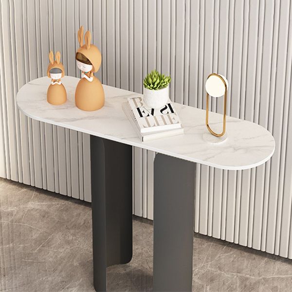 11.81" W Glam Console Accent Table Oval Antique Finish Console Sofa Table