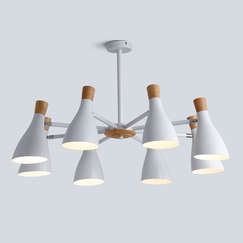 Nordic Wood Macron Chandelier Metal Lampshade Pendant Lighting Fixtures for Bedroom