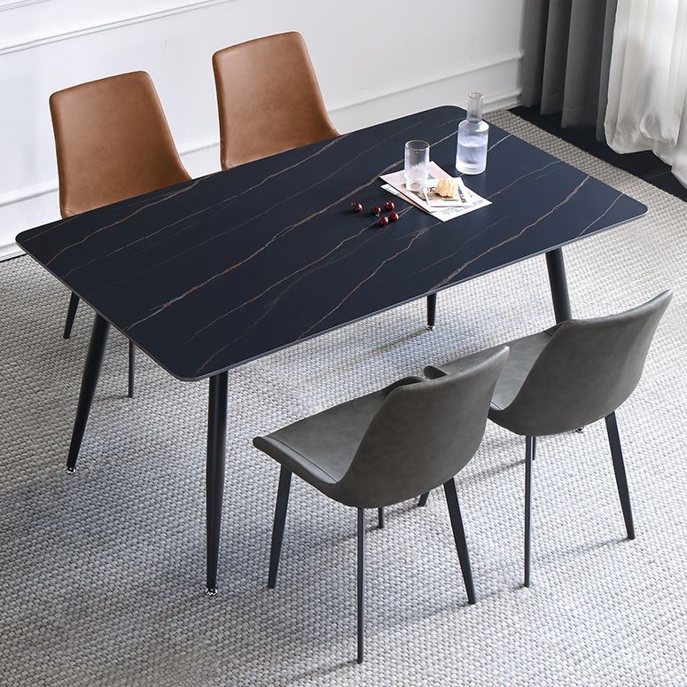 Mesa de piedra sinterizada moderna medieval para mesa rectangular de restaurantes con 4 patas