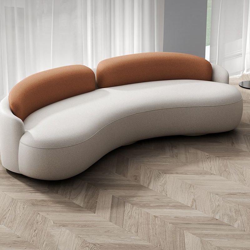 Contemporary Faux Leather Tight Back Sofa with Tuxedo Arm in White