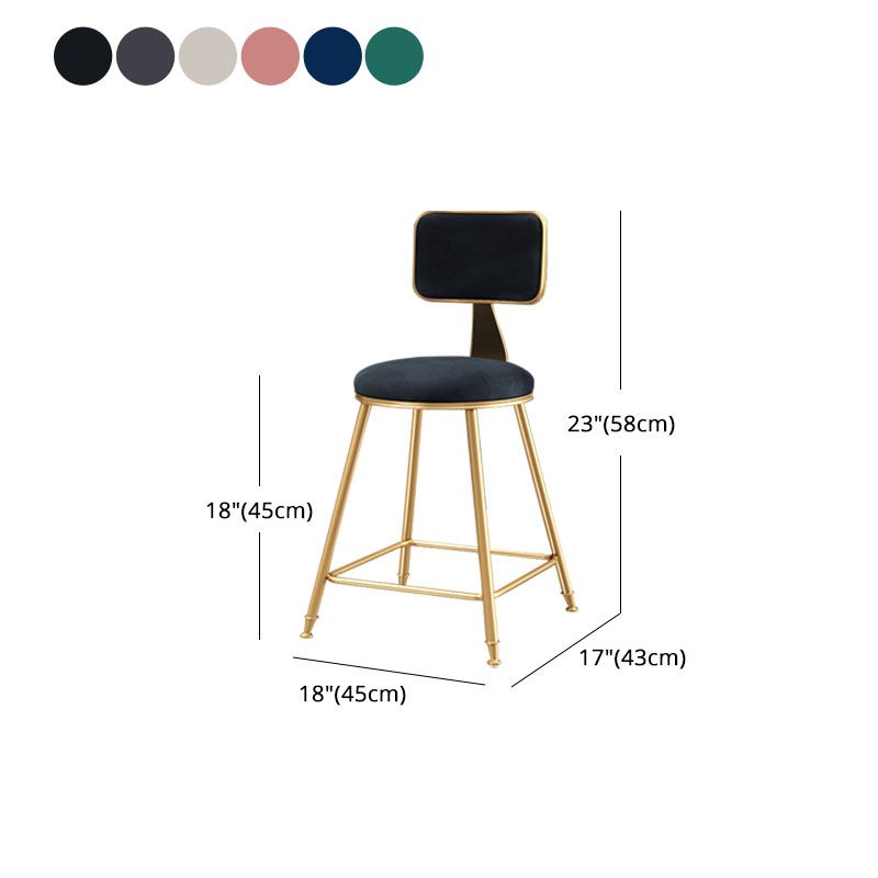 Glam Round Bar and Counter Stool Low Back Stool with 4 Legs in Gold