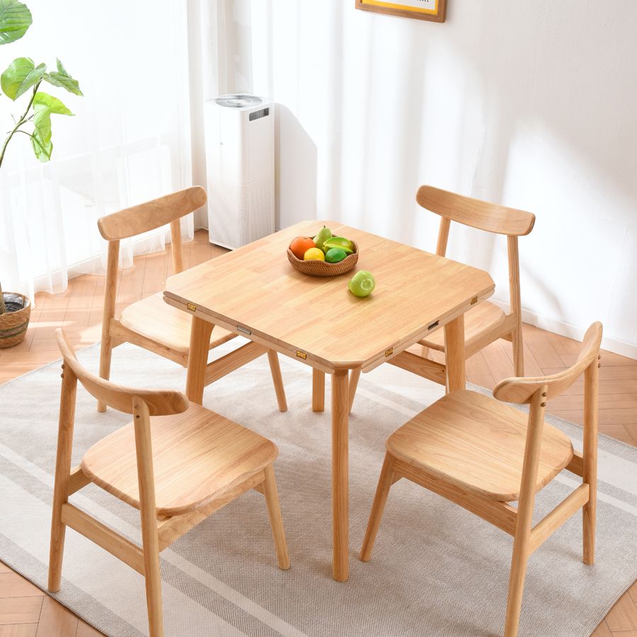 Modern Rubberwood Wood Table 4 Legs Round Home Kitchen Dinner Furniture