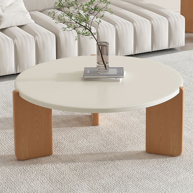 3 Legs Coffee Table Contemporary Solid Wood Round Cocktail Table