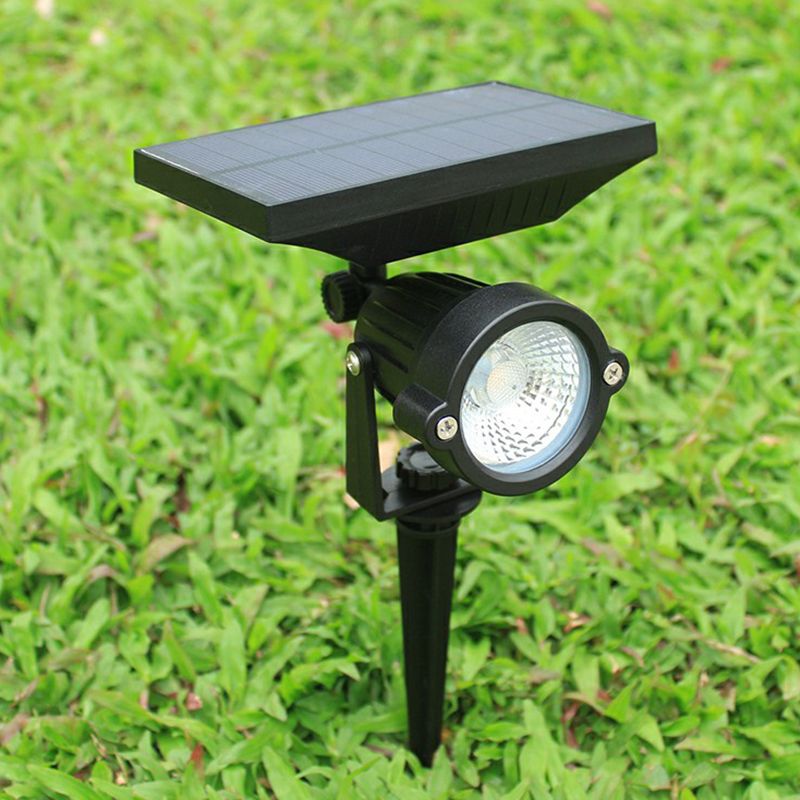 ABS Bell Shaped Solar Stake Light Contemporary Black LED Pathway Light for Patio