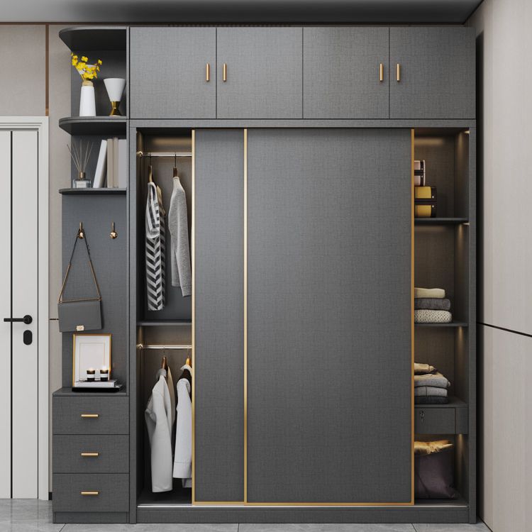 Bedroom Sliding Door Storage Cabinet Manufactured Wood Modern Cabinet